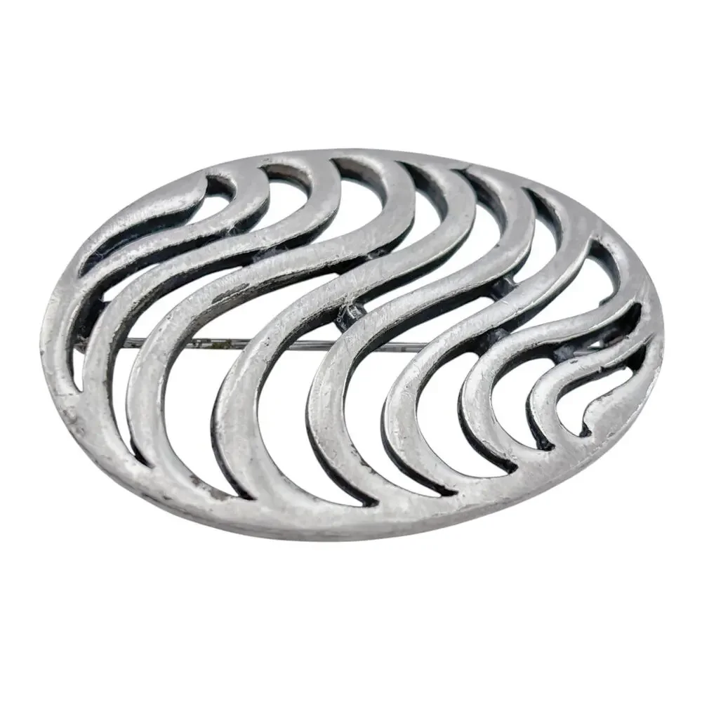 Vintage Coro Silver-Tone Openwork Wave Brooch